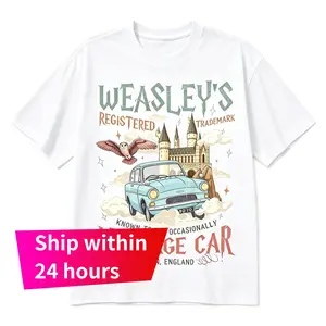 Ship Within 24 Hours Weasley Flying Car Graphic T Shirt Unisex Bookish Wizard Tee Movie Shirt Wizard School Top Gift For Reader Crewneck Streetwear All Sizes Soft Cotton For Men Women Casual Daily Wear