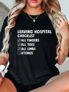 100% Cotton Funny Humor Uterus Removal Hysterectomy Surgery Checklist T-Shirt