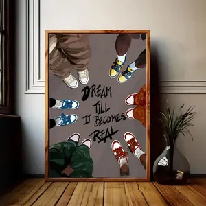 Dream Till It Becomes Real Wall Art, Afrocentric Streetwear Poster, Inspirational Black Youth Sneaker Art Print