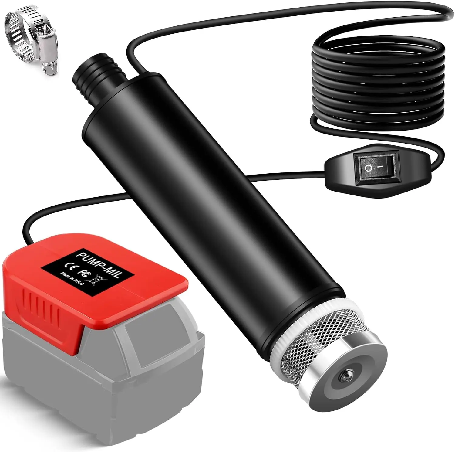 Portable Water Pump Sump Pump for Milwaukee 18V M-18 Battery, 120W 12V Cordless Rain Barrel Water Transfer Pump, Submersible Pump for Garden, Hot Tub, Tank, Pool, Ponds, Aquariums