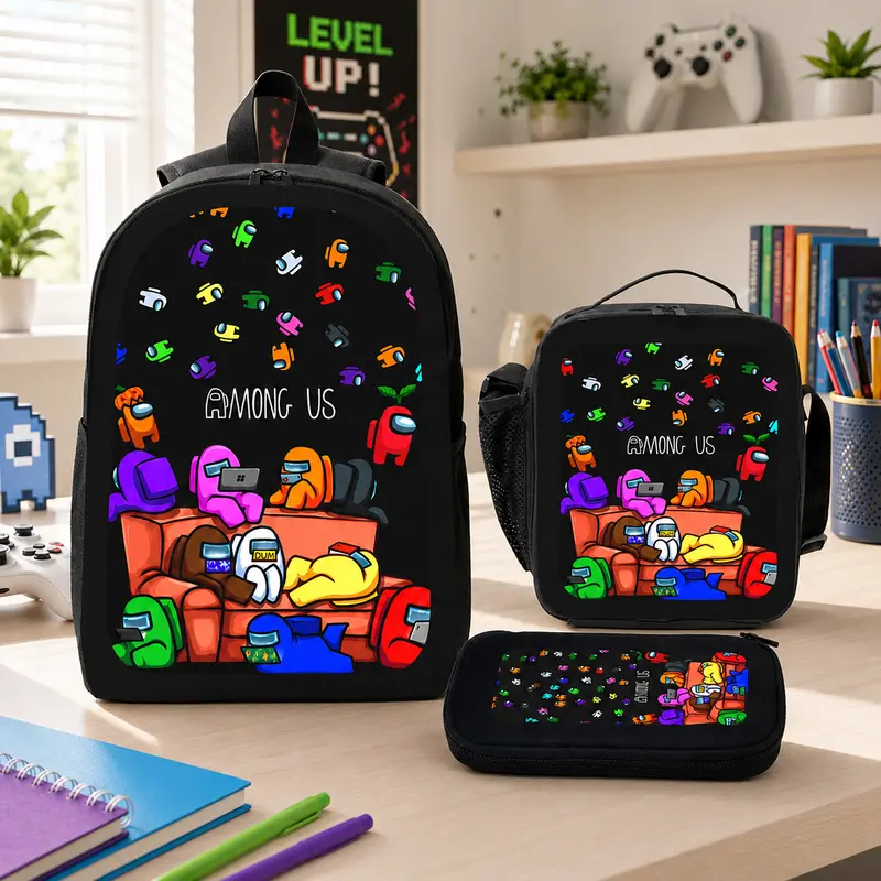 among us kids backpack Just Toys LLC Hangers as shown in the picture Size Among Us Backpack for Kids
