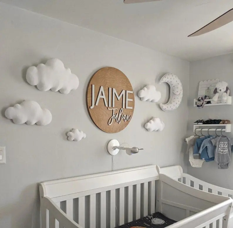 Nursery Name Sign | 3D Custom Name Sign | Baby Shower Gift | Round Wood Name Sign | Baby Name Sign | Name Reveal | Nursery Theme | Crib Sign
