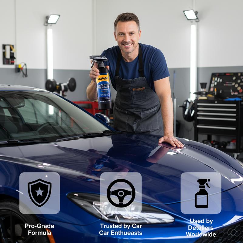 SOPAMI Quick Effect Coating Agent 16.9 fl oz Waterless Ceramic Coating Car Wax Detail Polish Cleaner for Boat Glasses & Cars Body Window Glass Headlight Quick Shine Restoration Kit 500 ml