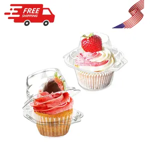50 Pcs Cupcake Boxes Plastic Individual Cupcake Containers Single Cupcake Carrier