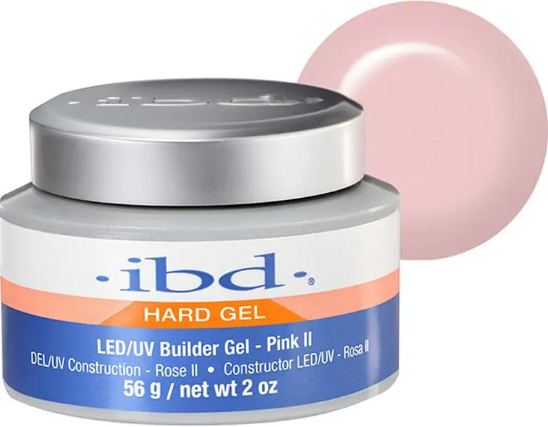 Ibd Hard Gel LED/UV Builder Gel, Pink II, 2oz, Self-Leveling for Nail Extension & Sculpting