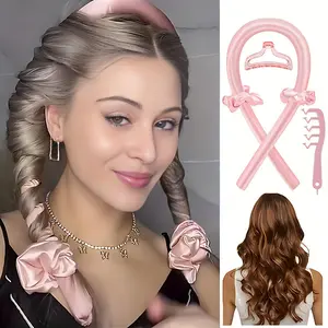 【Black Friday Deal】Set Of 5 Hair Designs，Silky Soft Heatless Hair Curler Set with Clips - Comfortable Overnight Curls for Long Hair, No-Damage DIY Styling Tools