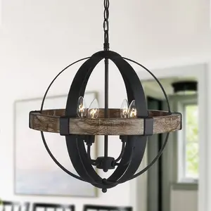 2024 4-Light Rustic Chandelier - Four Adjustable Light Sources, Classic Country-Chic Design with Rustic, Vintage-Inspired Finish - Sleek, Matte Black Coating, Safe for Indoor Use, No Damp or Wet Locations