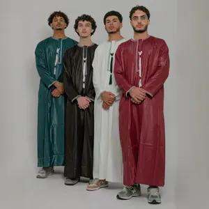 ROCCO THOBES | Emirati Style Thobe for Men - Long Sleeve Traditional | Premium Shine Finish | Elegant Tassel Detail | Multiple Colors Muslims Maxi