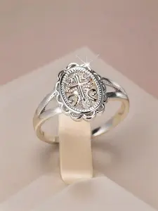 Elegant and simple retro Bohemian round shield cross women's ring suitable for daily parties, holidays, birthdays, Valentine's Day women's Fashionable Jewelry gifts Stackable Rings