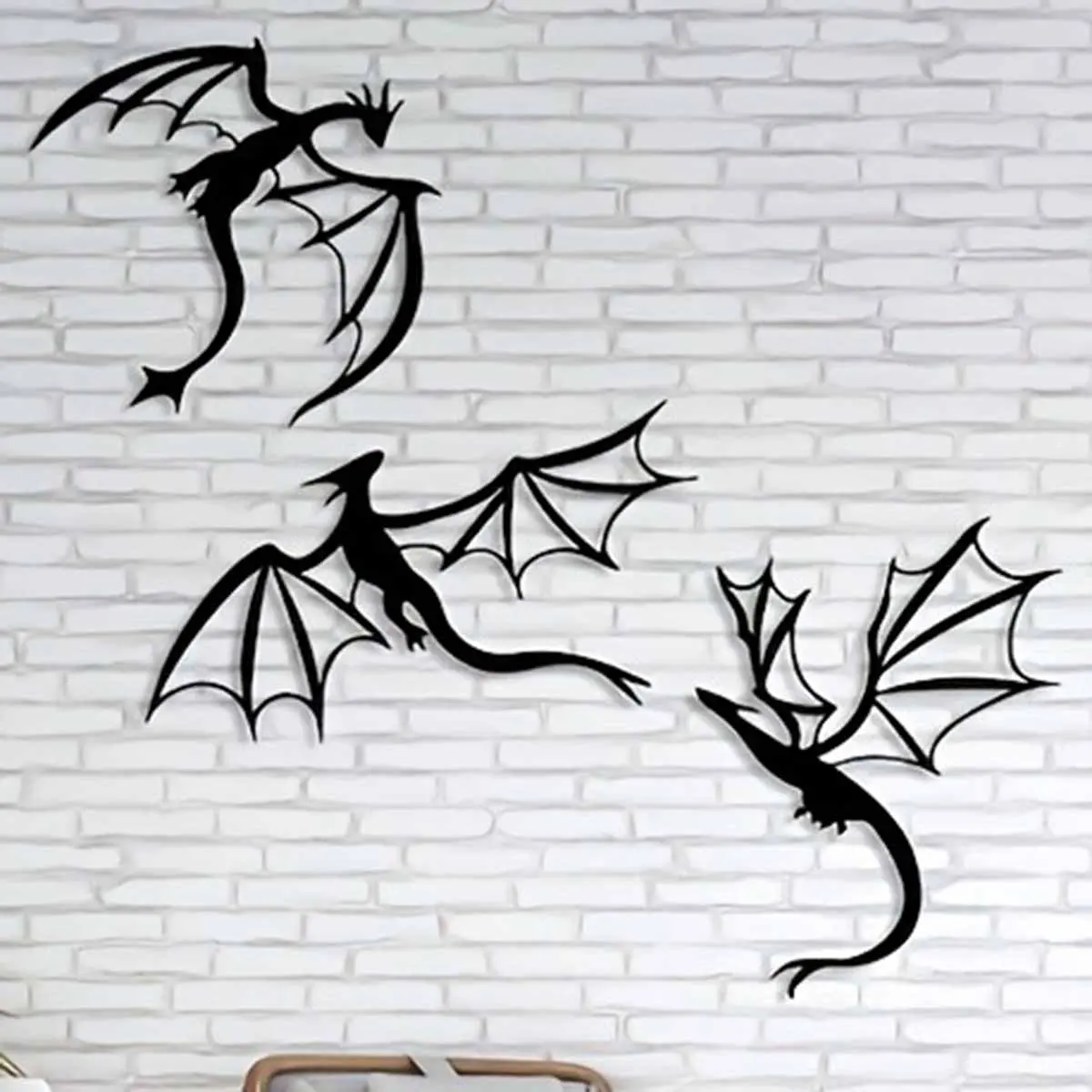 Dragon Pattern Wall Art, 3 Counts/set Metal Wall Decor, Unique Wall Decor, Wall Hanging Decor for Home Living Room Bedroom, Home Decor, Room Decor, Decoration Items, Stickers, Household Decoration Supplies, Decorations Supplies