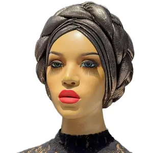 Metallic Iridescent Turban Stylish Headwear for Women Lightweight Silk Feeling Bandana Perfect for Any Occasion Hairwraps Fringe Trim Shawl