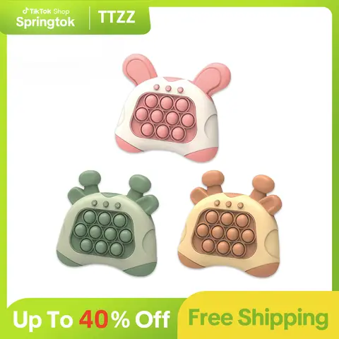 TTZZ Fast Push Game, Quick Push Pop Game, Pop Pro Light Up Fidget Toys,Quick Speed Fast Push Puzzle Game Console Bubble Stress Relief Decompression Toys Handheld Game Toy for Kids 3-12 Years pop it