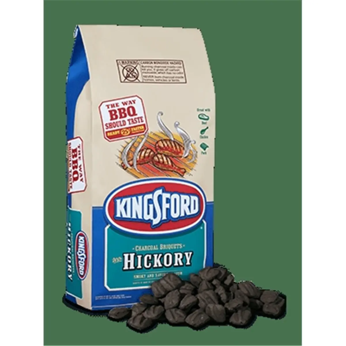 212 MAIN Kingsford 16 lbs Hickory Charcoal Briquettes - 100% Natural, 15-Minute Ready, Long Burn Time for Beef, Barbecue, Camping Cooking