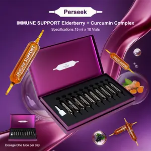 Perseek Triple-Action Immune Support: Elderberry + Curcumin + Piperine - 3x Better Absorption - 15mL x 10 Vials