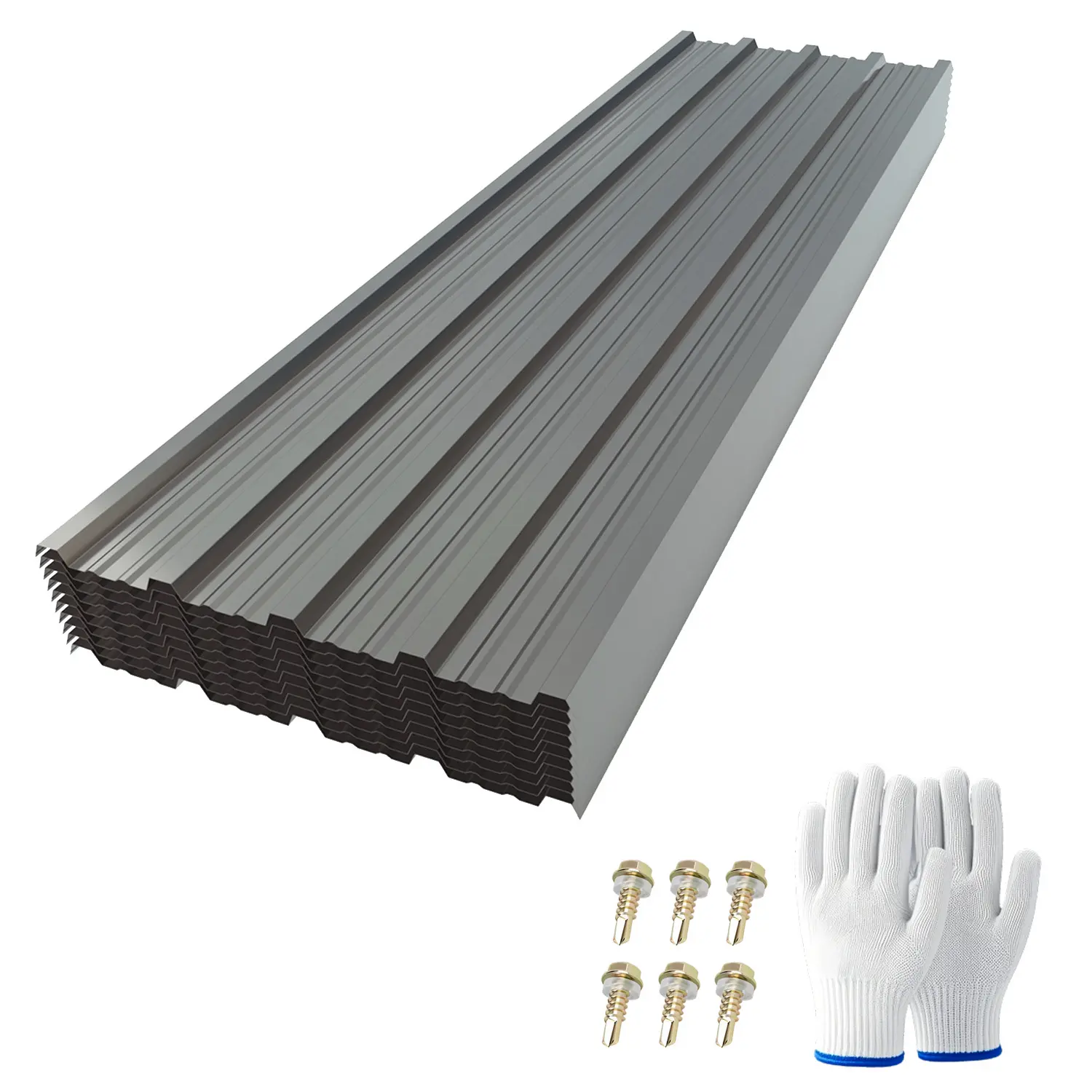 Eyisean 10/15/20 PCS Metal Roofing Panels, Heavy Duty Galvanized Sheets, Waterproof Corrugated Roofing Panel, UV Resistant Siding Panels Top Cover with Steel Screws for Outdoor House, Pergola, Gazebo, Shed, Garden