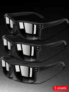 3-Piece Fashion Polarized Sunglasses Set, Unisex Cycling Hiking Eyewear, Classic Square Frame + Polarized Lenses, Daily Accessories, Outdoor Sports Eyewear