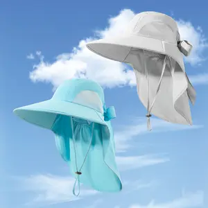 2PC Women’s Outdoor Wide Brim Sun Hat with Semi Open Crown UPF, Breathable Summer Cap with Adjustable Strap, Grey Pink, for Horse Races, Picnics Daily Wear