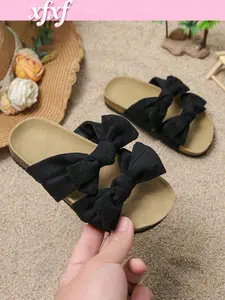 Girls' Bow Sandals, Soft & Comfortable Design, Perfect for Home, School, Beach Vacations, Suitable for Ages 3-12