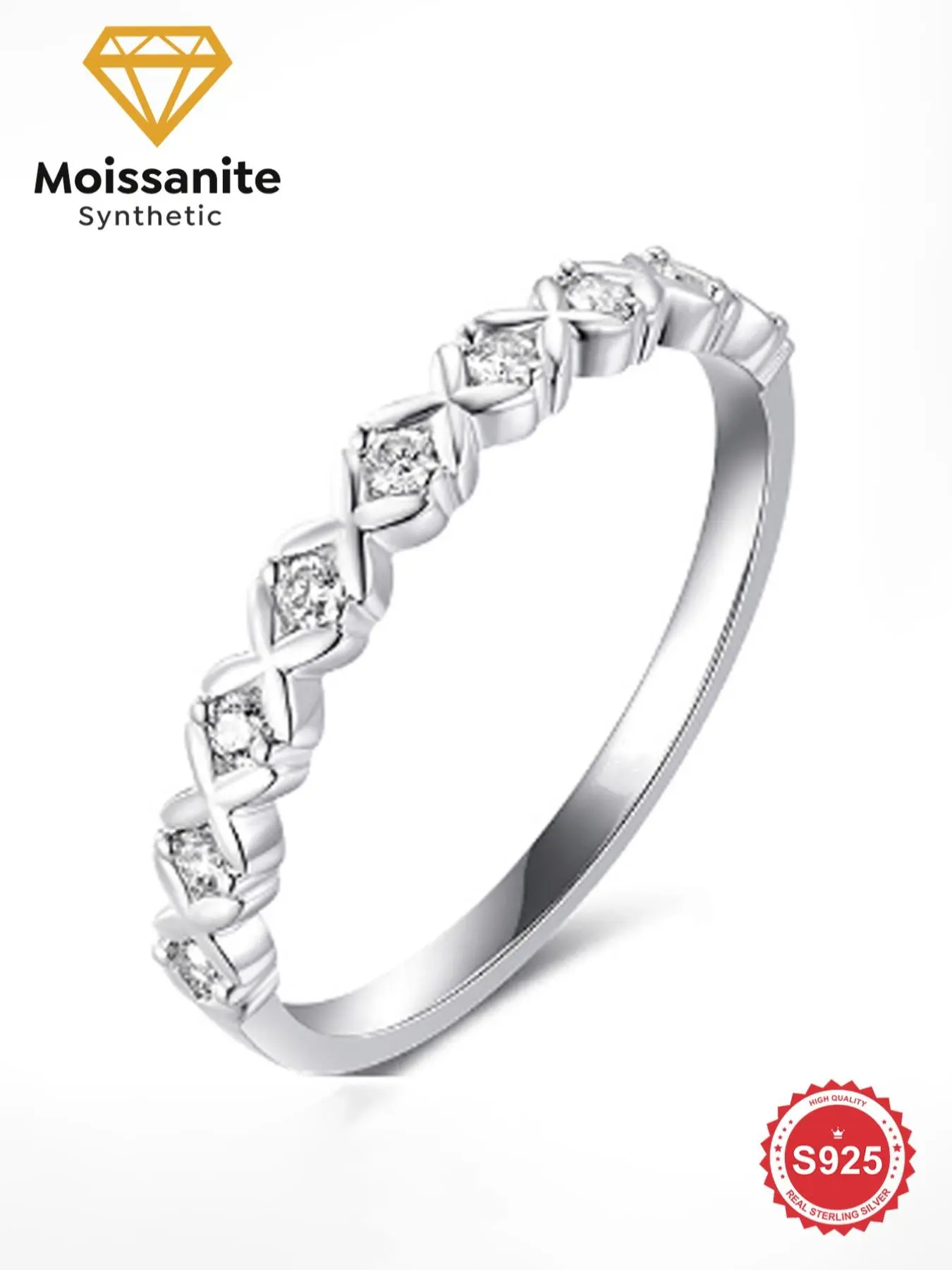 S925 Sterling Silver Synthetic Moissanite Ring, Elegant Bridal Wedding Engagement Ring for Women, Fashion Jewelry Accessories for Daily & Party Decoration