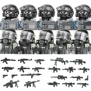 City Police China PTU Special Forces Building Blocks Assault Soldier CTRU Figures Gas Defense Mask Military Weapons Bricks Toys