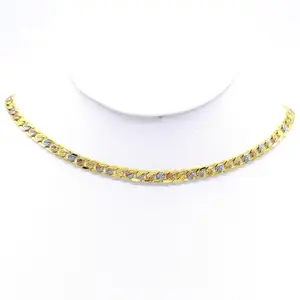 18 Karat Layered Real Gold Filled Cuban Link Necklace Chain, Tri-Color, 24-Inch, Layered Construction