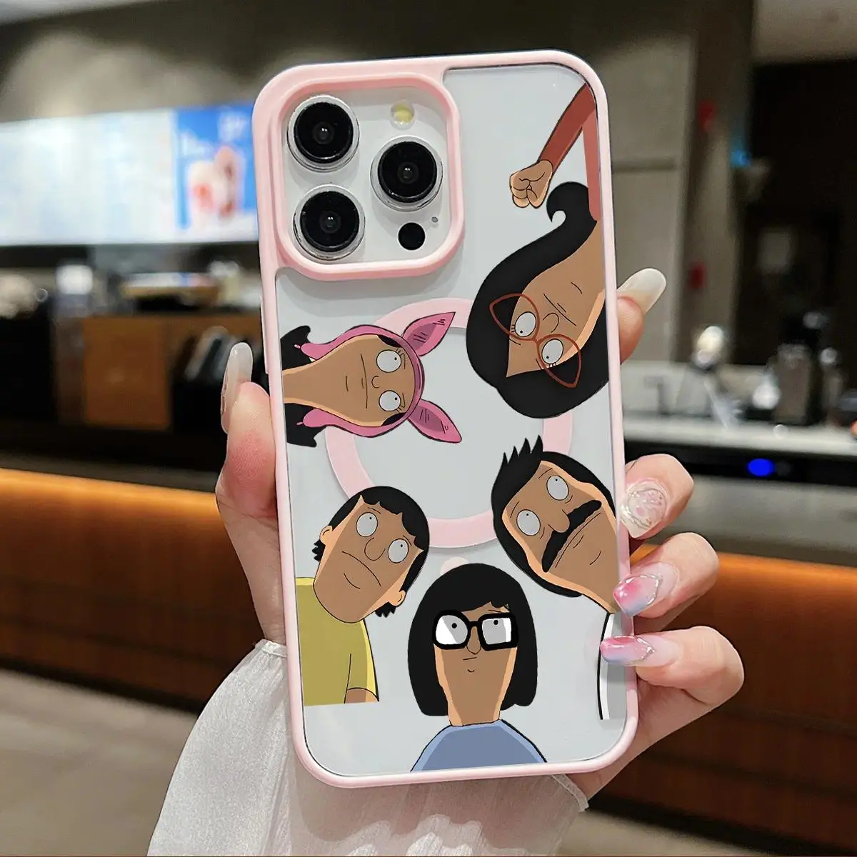 Cute Cartoon Bobs Burgers Family MagSafe Phone Case for iPhone X/XS/11/12/13/14/15/16/17 Pro Max Plus, Polycarbonate Shell, Shockproof Silicone-TPU Bumper, Magnetic Protective Wireless Accessory,summerwins