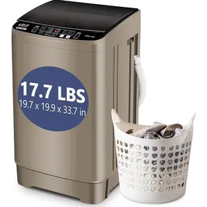 Full-Automatic LED Display Drain 17.7lbs Portable Compact Laundry Washer Gold