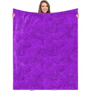 Heart Print Blanket, Flannel Throw Blanket, Soft Comfort Knitted Blanket, Ideal for Home Office Travel Camping