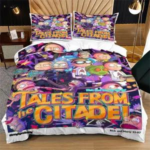 Rick And Morty Pattern Duvet Cover Set, Soft And Durable Bedding Set, Contains 1 Duvet Cover And 1 Or 2 Pillowcases, Suitable For Children And Adults Daily Holiday Birthday Gifts Bedroom Decorations