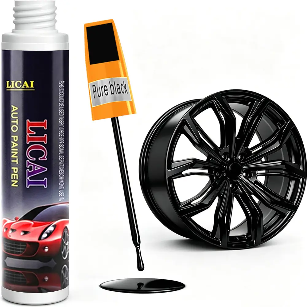 Gloss Black Rim Touch Up Paint, Scratch & Curb Rash Repair Kit Wheel Paint for Curb Rash & Scratches on Alloy & Metal Rims, Rim Repair Kit with a Scratch-Resistant Gloss Black Finish