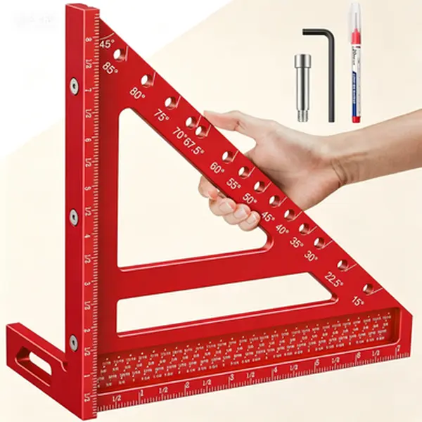 8.5 in Metal Multi-Angle Measuring Tool - Durable Aluminum Alloy Marking Gauge, 15 to 90 Degrees, Laser-Printed Scale Lines, Accurate Spacing Marks, Hex Screws, Angle Pins, Portable & Convenient for Woodworking, DIY Projects, Engineers