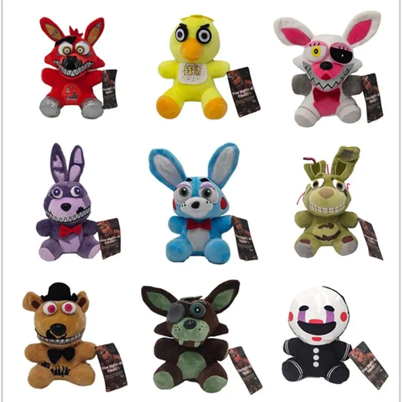 18CM Plush Toys Bonnie Bear Foxy Cartoon Stuffed Dolls Freddy Kids Cute Game Doll Gifts