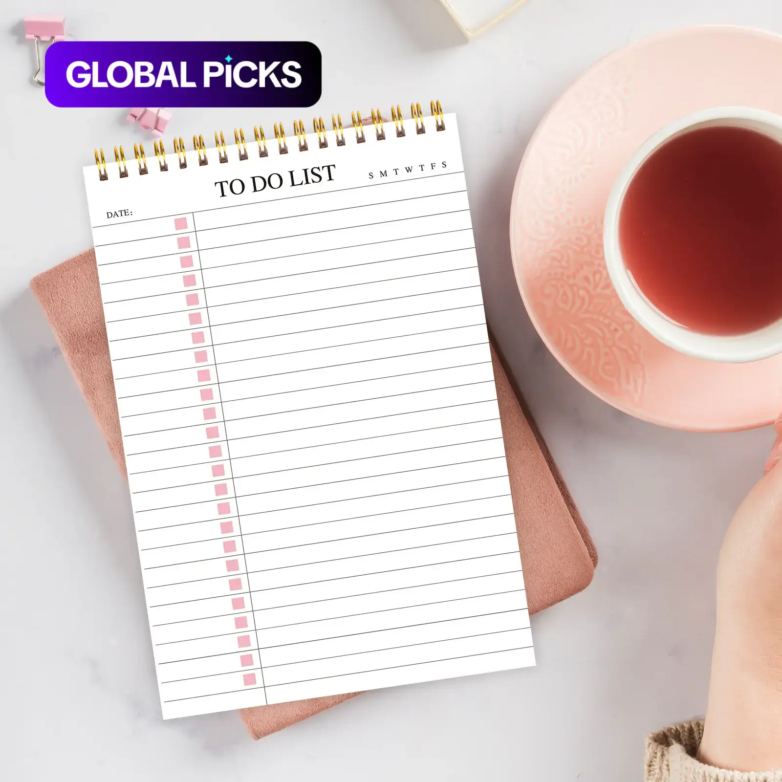 Spiral-Bound To-Do List Notepad, Daily & Hourly Task Planner, Tear-Off Weekly Planning Pad for Office, Home and School #GLOBAL PICKS