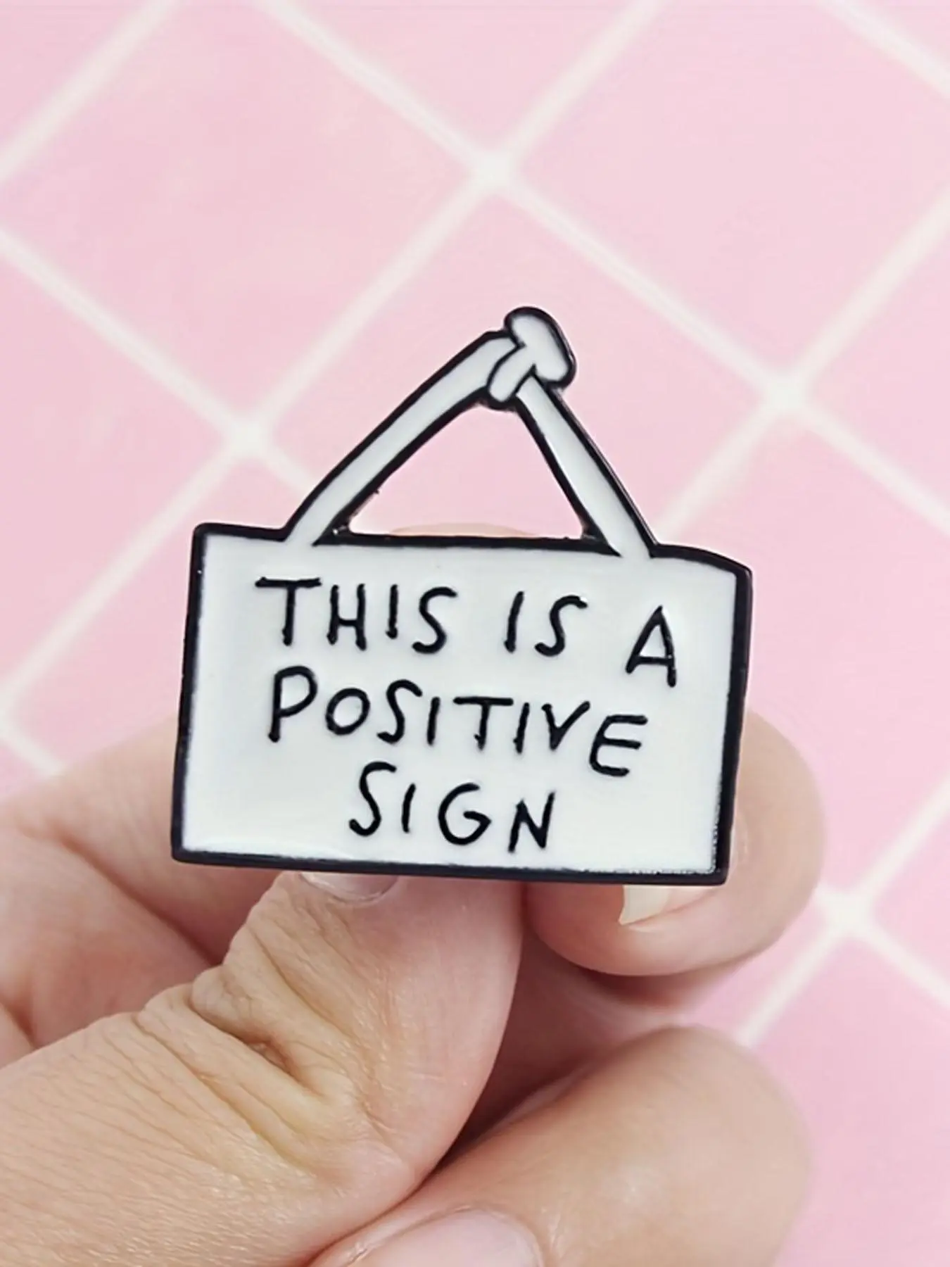 This Is A Positive Sign Brooch, Creative Letter Pattern Brooch, Fashion Accessories for Women & Men, Trendy All-match & Exquisite Brooch for Birthday Gift