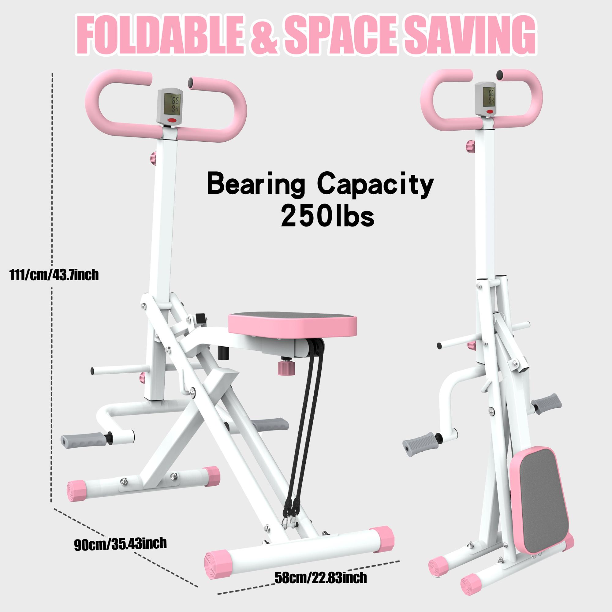 Home squat machine, glute training aid, foldable with resistance bands; targets the glutes, thighs, abs, and back; hip thrusts.