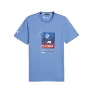 PUMA Mens Bmw M Motorsport Graphic Crew Neck Short Sleeve Casual Tops Casual - Blue