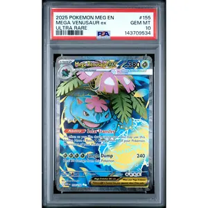 Mega Venusaur ex PSA 10 2025 Pokemon Mega Evolution #155