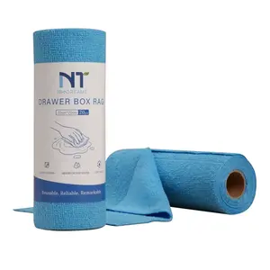 NT Dreams Microfiber Cleaning Towels 8'' x 8'' x 20 Pieces/Roll 2 Rolls Reusable Non-Woven Durable Lint-Free Fast-Drying for Deep Cleaning Oil Removal & Polishing Eco-Friendly Home Cleaning Supply Absorbent Cloth