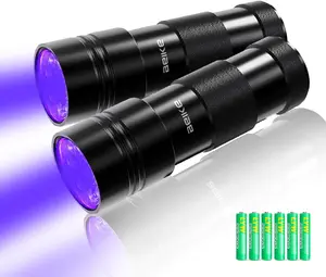 UV Blacklight Flashlights, 12 LED 395nm Ultraviolet Blacklight (2 PCS) – Mini Portable UV Detector for Dog Urine, Pet Urine Detector Light for Stains, Bed Bugs, Resin Curing,Scorpions Finder