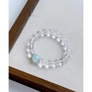 1pc Luxury-Inspired Imitation Crystal and Aquamarine Beaded Bracelet-Unique, Minimalist Design with Ethnic Flair, Fade-Resistant