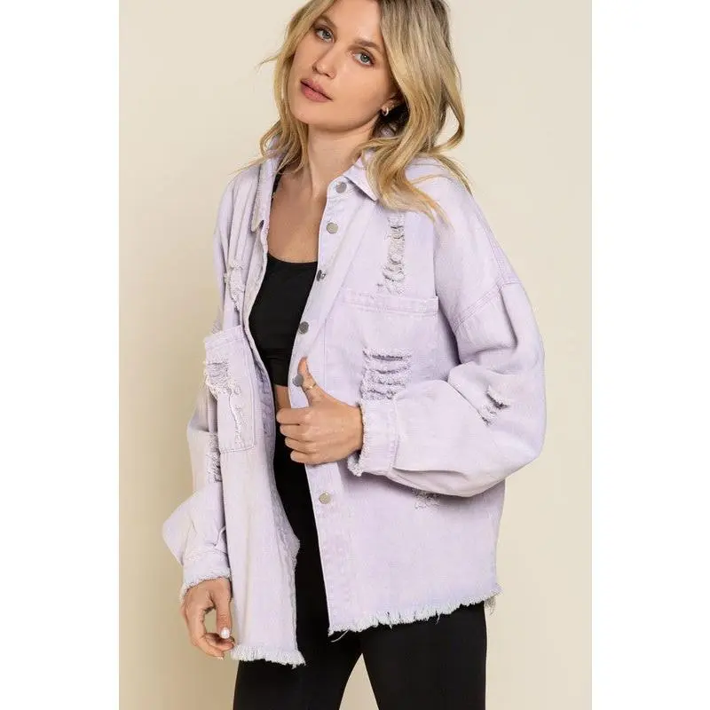 Fringe Distressed Oversized Jacket