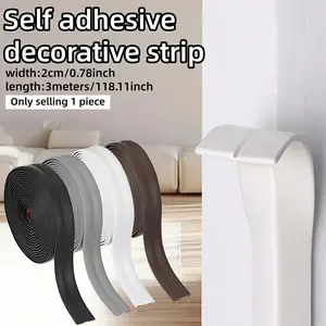 3m/118.11inch Self-adhesive Decorative Strip, Flexible Vinyl Corner Trim, Self-adhesive Molded Decorative Strip, Flexible PVC Wall Sticker, Three-in-one Design, Modern Home Decoration