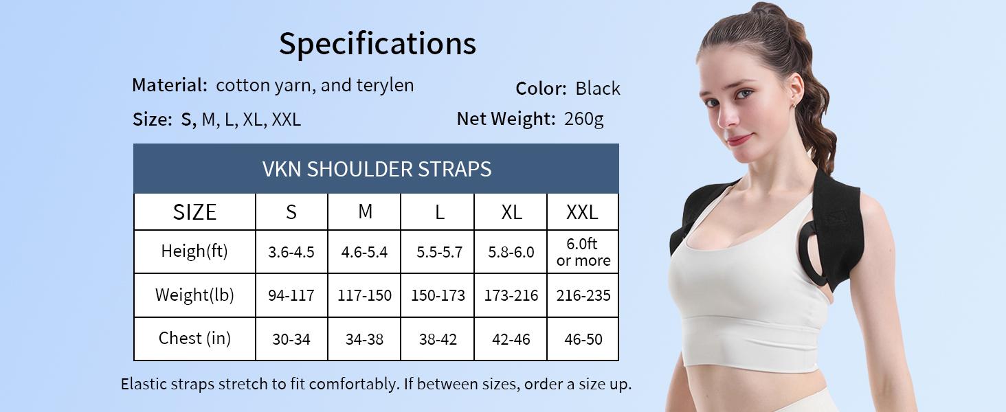 VKN Shoulder Straps - Posture Support Straps for Men & Women – Elastic Back Support, Straight Back Support, Use at Home or in Office (S-XXL)