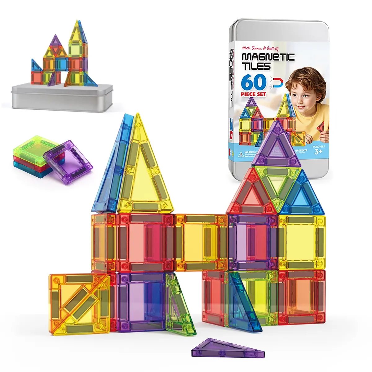 Colorful Magnetic Building Blocks Set, Educational Puzzle Toy for Kids ...