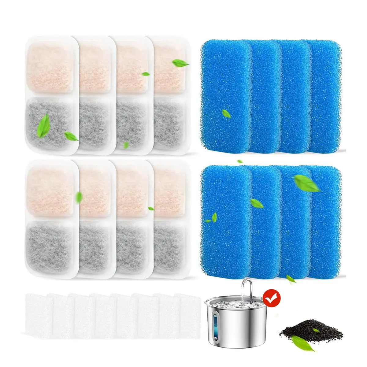 Cat Fountain Filter, 8/16pcs/set Replacement Filter Element for 64oz/2L Stainless Steel Cat Fountain, Pet Drinking Supplies, Pet Accessories Water