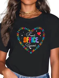 100% Cotton Unisex Cute School Secretary Admin Appreciation Front Office Squad T-Shirt Graphic Printed Casual Round Neck T shirt