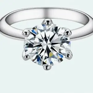 Raivari 1/2/3/5CT Six Prong Solitaire Moissanite Ring, Thickened Gold Plated Silver, Gift for Wedding, Engagement And Anniversary With Certificate