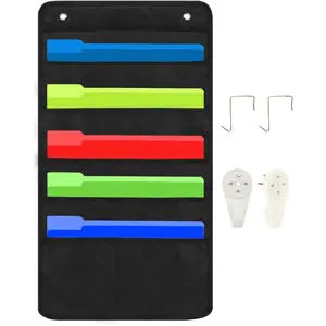 Hanging File Holder Organizer Rack, 5 Pocket File Folders, Wall Mount, Tier Fold Racks Hang For Bedroom Desk, Expanding Fabric File, For Business Card, For Bathroom Hair Tool, Home Decor Table Shelf Black