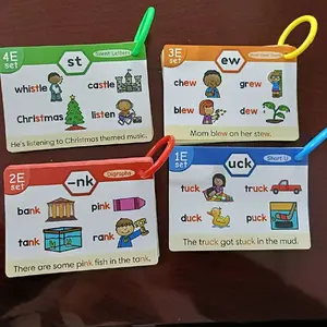 65 Pcs 118 Groups Voice Vocabulary Flashcards, Kindergarten English Phonics Game Cards, Suitable for 4-8 Year Olds, Pre-School & Grades 1-3
