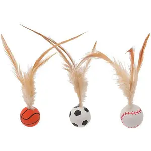 3 PCS Interactive Cat Feather Balls - Pom Pom Bouncy Balls for Indoor & Outdoor Cat Play : Pet Supplies